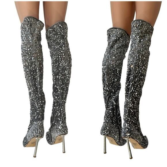 NIB Steve Madden Vivee Sequin Over-The-Knee Dress Boots Size 9.5 $149 - Picture 5 of 9